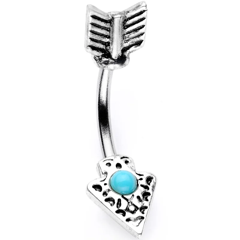Stunning Belly Rings for Trendy Women -Faux Turquoise Feather Arrow Double Mount Belly Ring Stunning Belly Rings for Trendy Women -Faux Turquoise Feather Arrow Double Mount Belly Ring