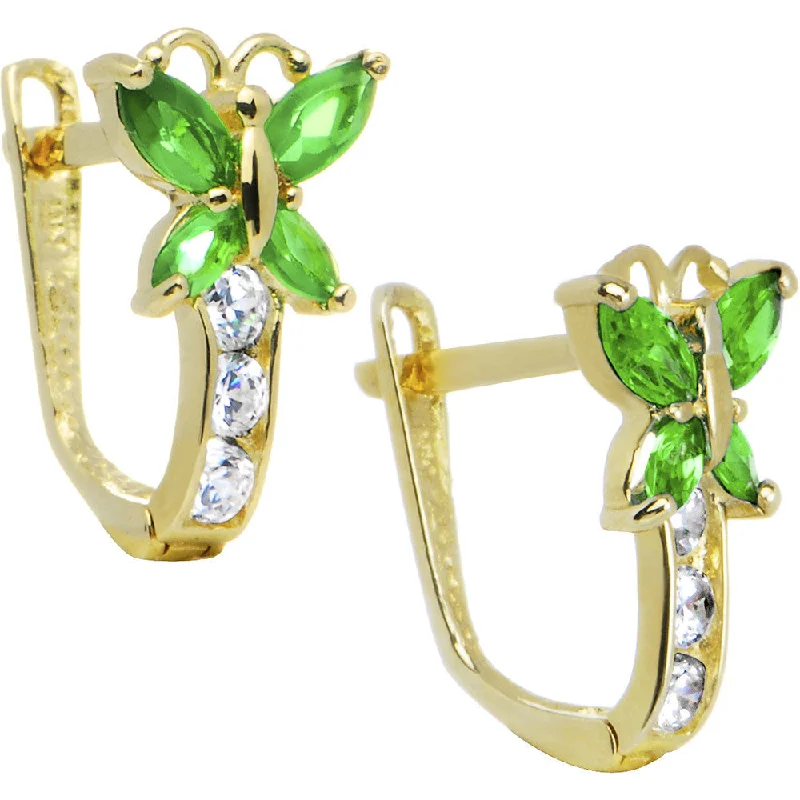 Women's Earrings – Elegant Designs for Every Personality--14kt Yellow Gold Butterfly May Birthstone Leverback Earrings