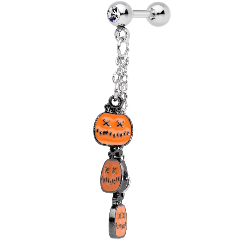 Women's Earrings – Elegant Designs for Every Personality--16 Gauge 1/4 Clear Gem Halloween Pumpkin Dangle Cartilage Earring Women's Earrings – Elegant Designs for Every Personality--16 Gauge 1/4 Clear Gem Halloween Pumpkin Dangle Cartilage Earring