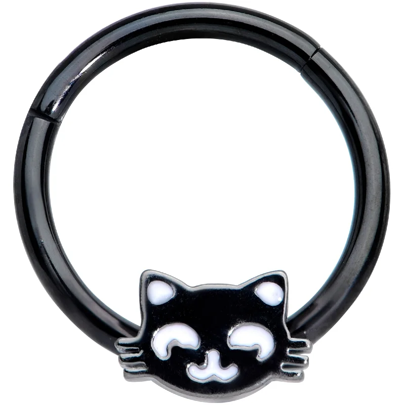 Designer Nose Rings for Bold Looks -16 Gauge 3/8 Black Cat Halloween Hinged Septum Clicker Designer Nose Rings for Bold Looks -16 Gauge 3/8 Black Cat Halloween Hinged Septum Clicker