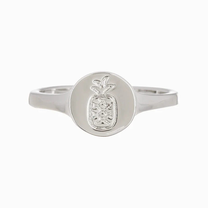 Chic Women's Rings for Fashion-Forward Looks-Pineapple Coin Ring