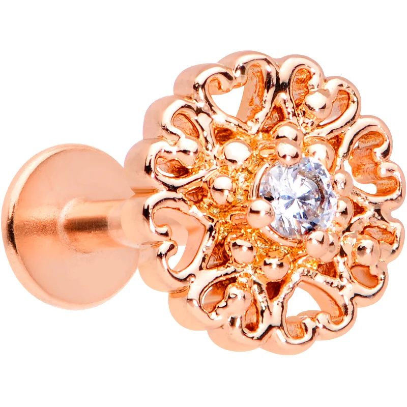 Comfortable Lip Rings for Daily Use16 Gauge 5/16 Clear CZ Rose Gold Tone Hearts Labret Monroe Tragus Comfortable Lip Rings for Daily Use16 Gauge 5/16 Clear CZ Rose Gold Tone Hearts Labret Monroe Tragus