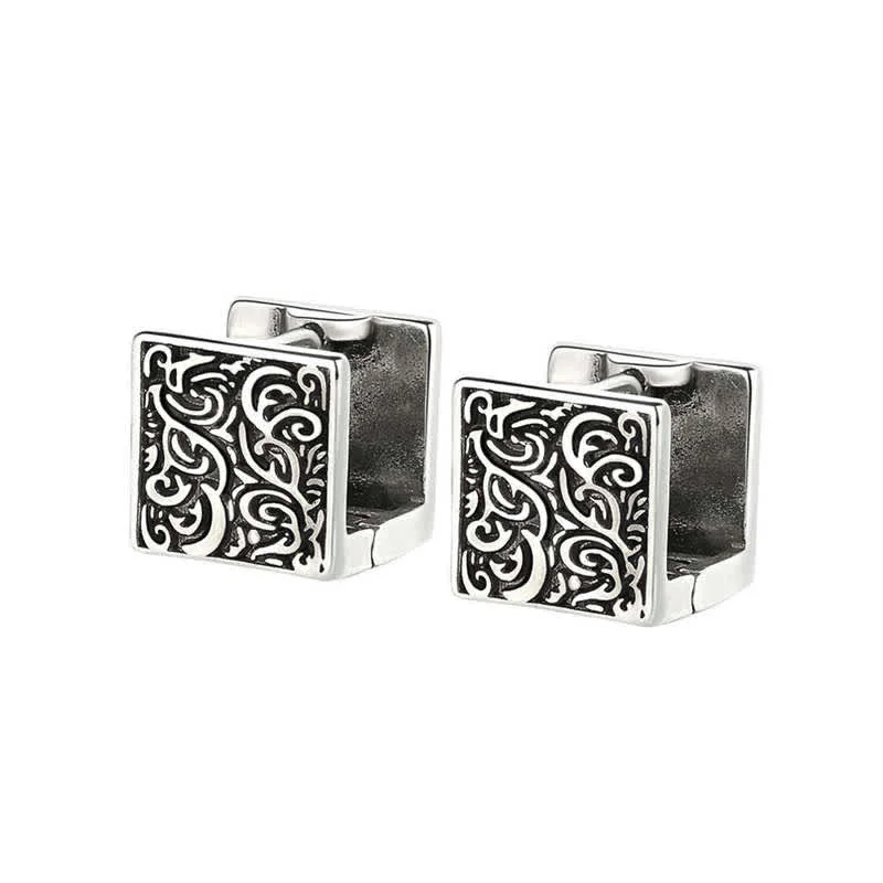 Women's Earrings – Elegant Designs for Every Personality--Buddha Stones Grass Pattern Square Stud Earrings