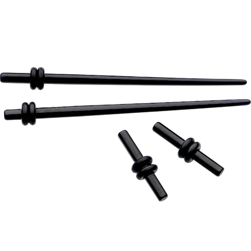 Women's Earrings – Elegant Designs for Every Personality--Black Acrylic Straight Plug and Tapers Set of 4 Women's Earrings – Elegant Designs for Every Personality--Black Acrylic Straight Plug and Tapers Set of 4
