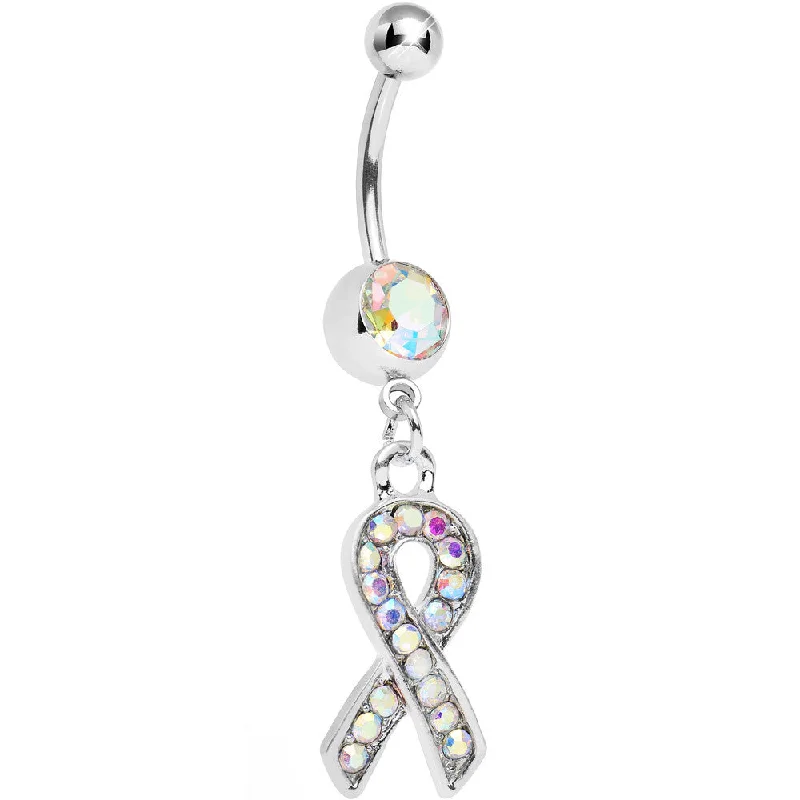 Trendy Belly Rings for Bold Fashionistas -Aurora Gem Fashionable Awareness Ribbon Dangle Belly Ring Trendy Belly Rings for Bold Fashionistas -Aurora Gem Fashionable Awareness Ribbon Dangle Belly Ring