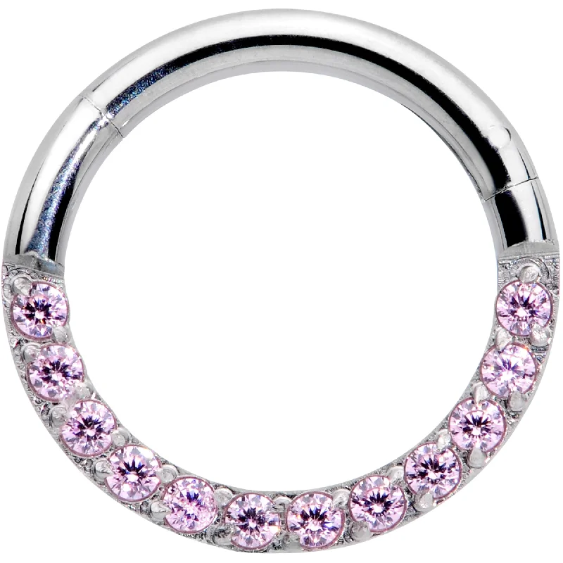 Nose Rings for Every Occasion -16 Gauge 5/16 Pink Gem Paved Elegance Hinged Segment Ring Nose Rings for Every Occasion -16 Gauge 5/16 Pink Gem Paved Elegance Hinged Segment Ring