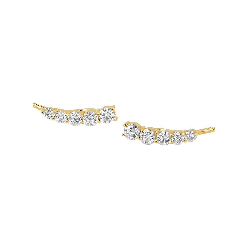 Women's Earrings – Elegant Designs for Every Personality--Graduated Diamond Bezel Crawler Earring Women's Earrings – Elegant Designs for Every Personality--Graduated Diamond Bezel Crawler Earring