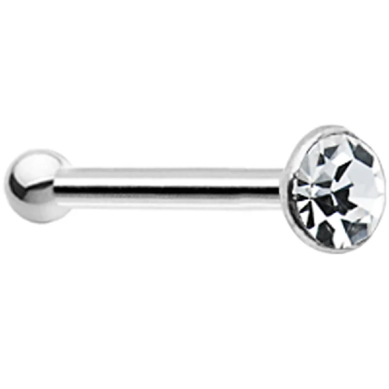 Chic Nose Rings -Sterling Silver 1.6mm Clear Nose Bone Created with Crystals