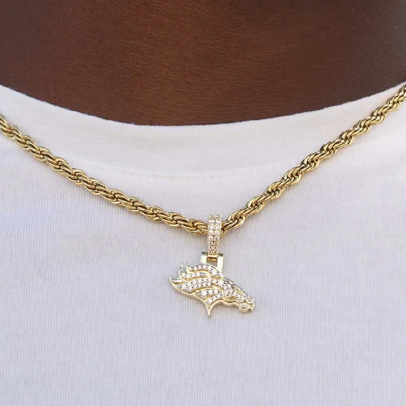 Exclusive Men's Necklaces & Pendants for the Modern Gentleman-Denver Broncos Official NFL Micro Logo Pendant - Yellow Gold Exclusive Men's Necklaces & Pendants for the Modern Gentleman-Denver Broncos Official NFL Micro Logo Pendant - Yellow Gold