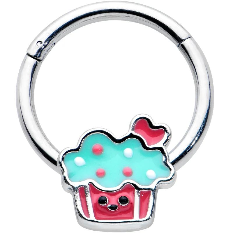Nose Rings for All-Purpose Fashion -16 Gauge 3/8 Sweet Happy Cupcake Hinged Segment Ring Nose Rings for All-Purpose Fashion -16 Gauge 3/8 Sweet Happy Cupcake Hinged Segment Ring