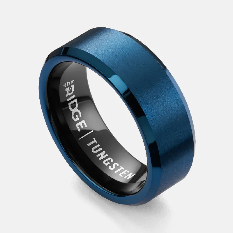 Top Men's Rings – Crafted for Every Style  Ridge 8mm Beveled Ring Set - Alpine Navy