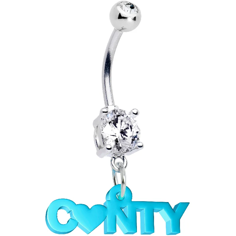 Comfortable Belly Rings for Effortless Style -Double Gem Turquoise Cunty Heart Dangle Belly Ring Comfortable Belly Rings for Effortless Style -Double Gem Turquoise Cunty Heart Dangle Belly Ring