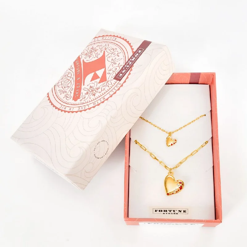 Shop Classic Women's Necklaces & Pendants with a Modern Twist-Jeweled Heart Locket and Pendant Gift Set - Gold Shop Classic Women's Necklaces & Pendants with a Modern Twist-Jeweled Heart Locket and Pendant Gift Set - Gold