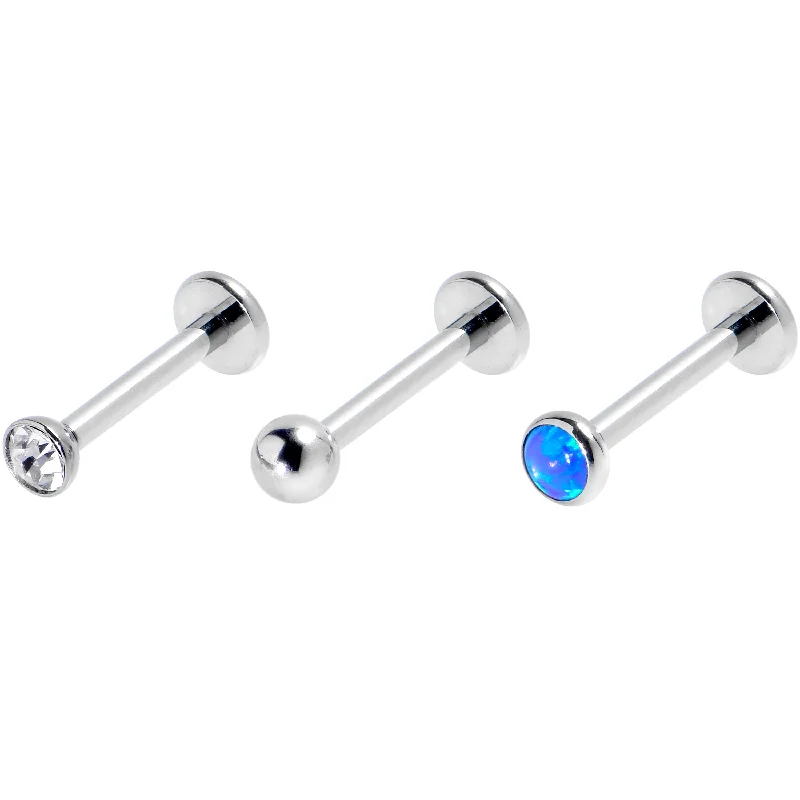 Elegant and Comfortable Lip Rings16 Gauge 5/16 Blue Synthetic Opal G23 Titanium Threadless Labret Set of 3 Elegant and Comfortable Lip Rings16 Gauge 5/16 Blue Synthetic Opal G23 Titanium Threadless Labret Set of 3
