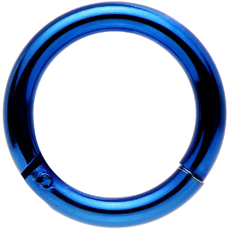 Lip Rings for Trendy Looks14 Gauge 5/16 Blue Anodized Hinged Segment Ring