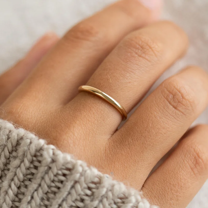 Chic Women's Rings for Fashion-Forward Looks-Thin Dome Ring 14k Gold - Mia