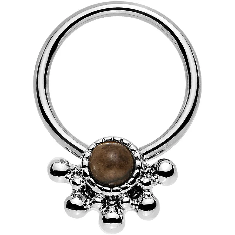 Stylish Lip Rings for Bold Women14 Gauge 3/8 Brown Faux Tiger Eye Steel Signet Captive Ring Stylish Lip Rings for Bold Women14 Gauge 3/8 Brown Faux Tiger Eye Steel Signet Captive Ring