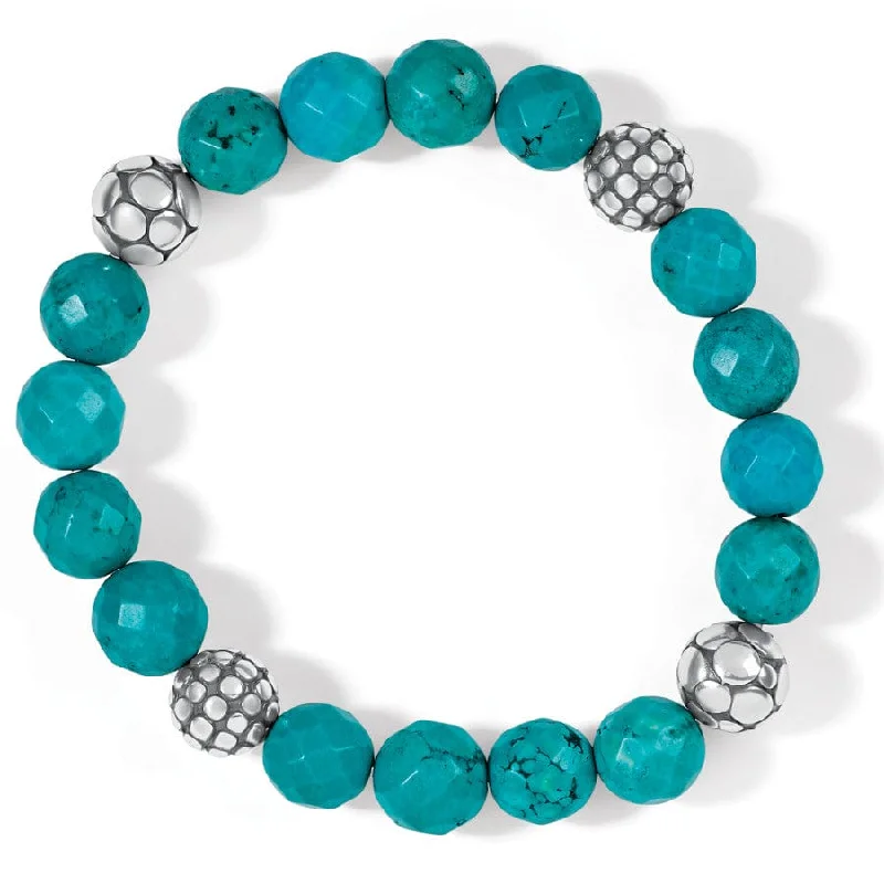 Gemstone-Studded Bangles for Women-Pebble Turquoise Stretch Bracelet
