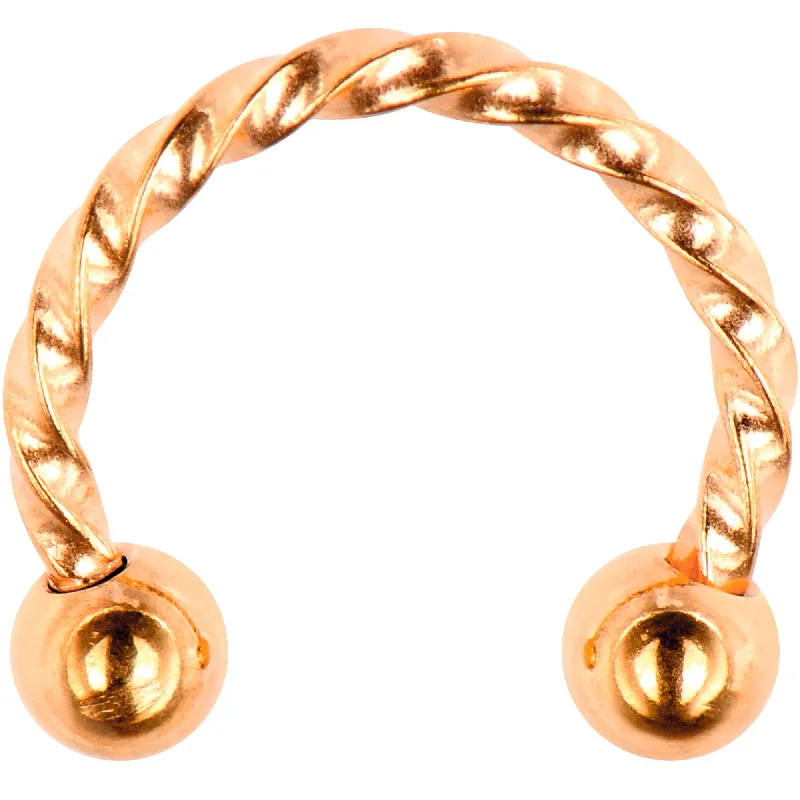 Classic and Elegant Lip Rings for Casual Wear16 Gauge 5/16 Rose Gold Tone Twisted Horseshoe Circular Barbell