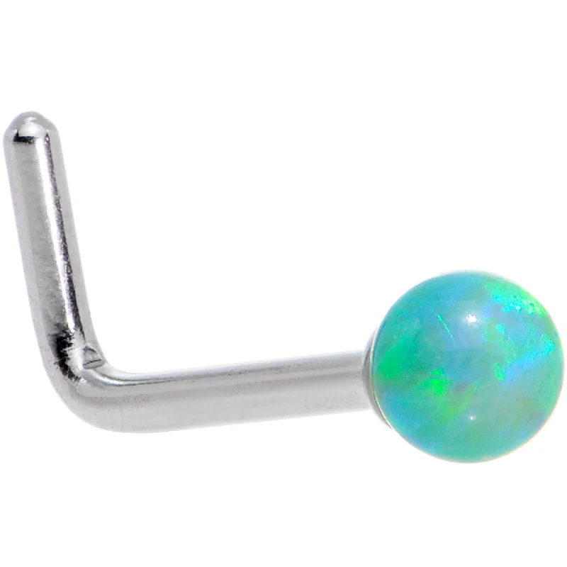 Trendy and Comfortable Nose Rings for Women -Green 2.5mm Synthetic Opal Ball L-Shape Nose Ring Trendy and Comfortable Nose Rings for Women -Green 2.5mm Synthetic Opal Ball L-Shape Nose Ring
