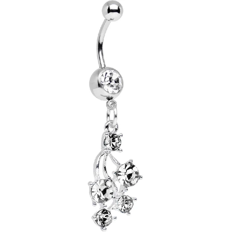 Belly Rings with Colorful Stones for Bold Fashion -Clear Gem Glamorous Cluster of Grapes Dangle Belly Ring Belly Rings with Colorful Stones for Bold Fashion -Clear Gem Glamorous Cluster of Grapes Dangle Belly Ring