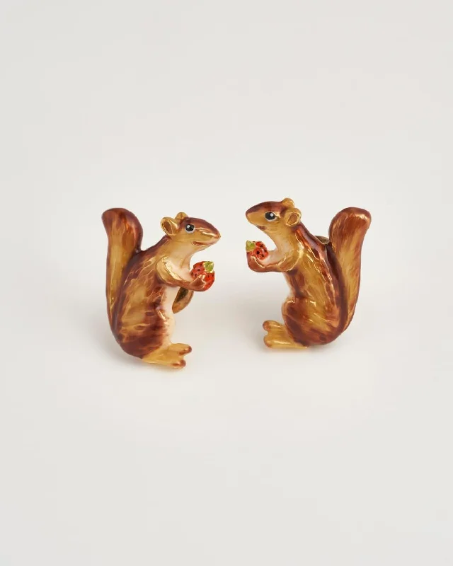 Women's Earrings – Elegant Designs for Every Personality--Enamel Cheeky Squirrel Stud Earrings