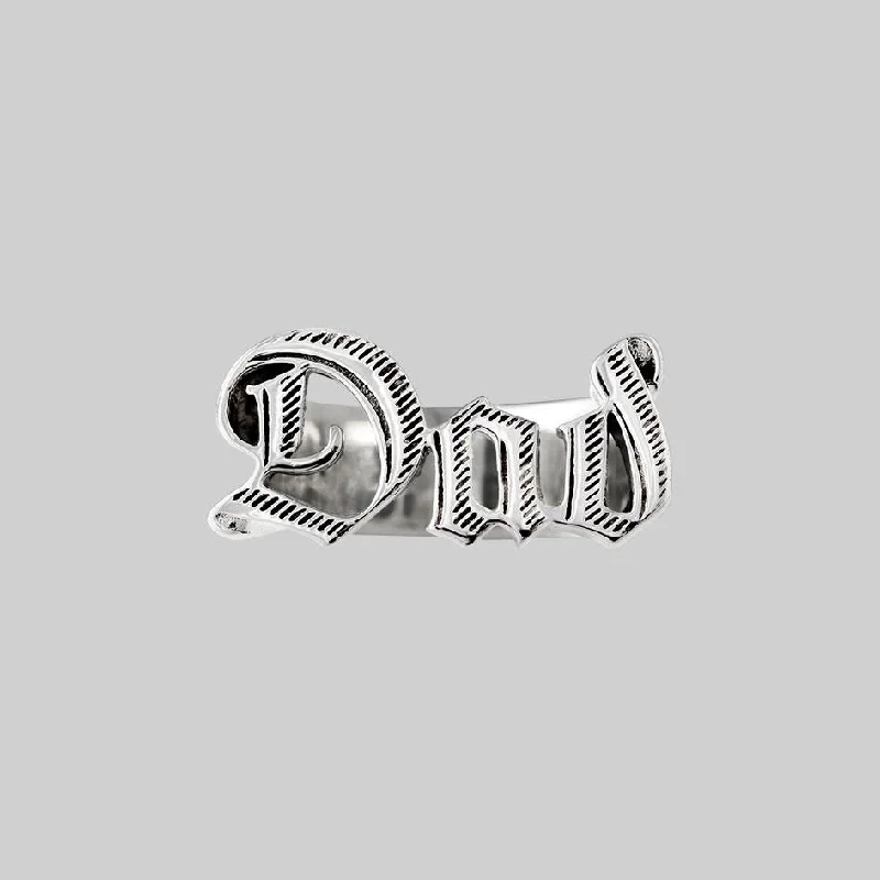 Chic Women's Rings for Fashion-Forward Looks-Dad Word Ring - Silver