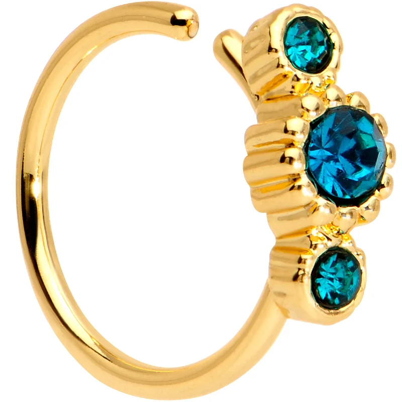 Custom Nose Rings with Special Designs -5/16 Green CZ Gem Gold IP Fashion Fusion Seamless Circular Ring Custom Nose Rings with Special Designs -5/16 Green CZ Gem Gold IP Fashion Fusion Seamless Circular Ring