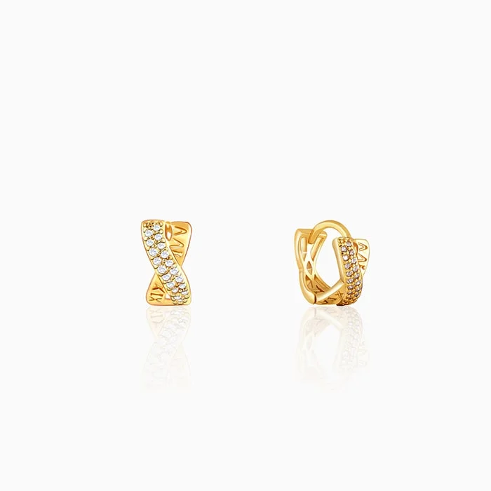 Women's Earrings – Elegant Designs for Every Personality--Golden Zircon Studded Twisted Hoop Earrings Women's Earrings – Elegant Designs for Every Personality--Golden Zircon Studded Twisted Hoop Earrings