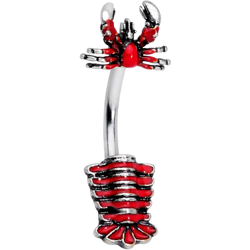 Belly Rings with Unique Gemstones for Stunning Effect -Red Nautical Lobster Double Mount Belly Ring Belly Rings with Unique Gemstones for Stunning Effect -Red Nautical Lobster Double Mount Belly Ring