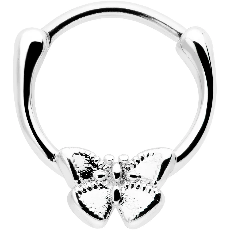 Women's Earrings – Elegant Designs for Every Personality--16 Gauge 5/16 Simple Textured Butterfly Cartilage Clicker