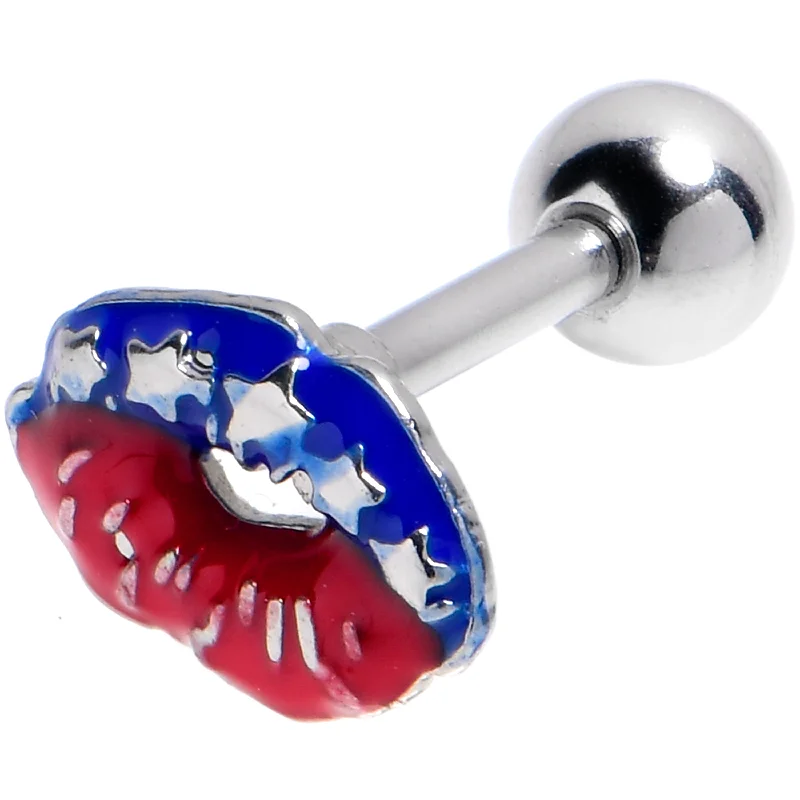 Women's Earrings – Elegant Designs for Every Personality--16 Gauge 1/4 Patriotic Kissy Lips Cartilage Tragus Earring Women's Earrings – Elegant Designs for Every Personality--16 Gauge 1/4 Patriotic Kissy Lips Cartilage Tragus Earring