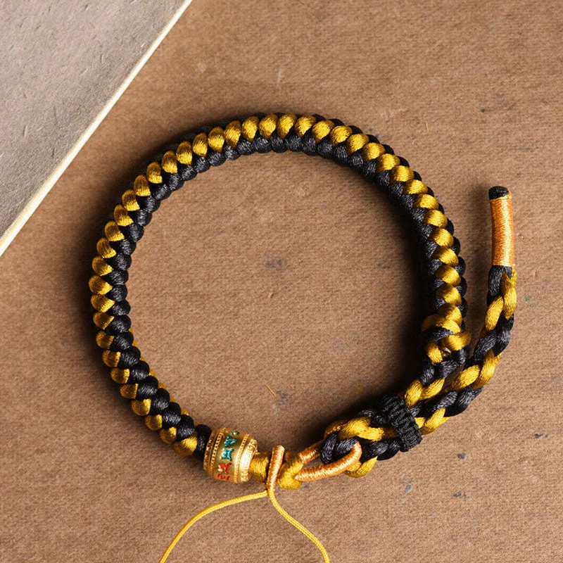 Bracelets for Men with Unique Metal Features-Buddha Stones Handmade Tibetan Black Gold Dragon Scale Rope Om Mani Padme Hum Purity Bracelet Bracelets for Men with Unique Metal Features-Buddha Stones Handmade Tibetan Black Gold Dragon Scale Rope Om Mani Padme Hum Purity Bracelet