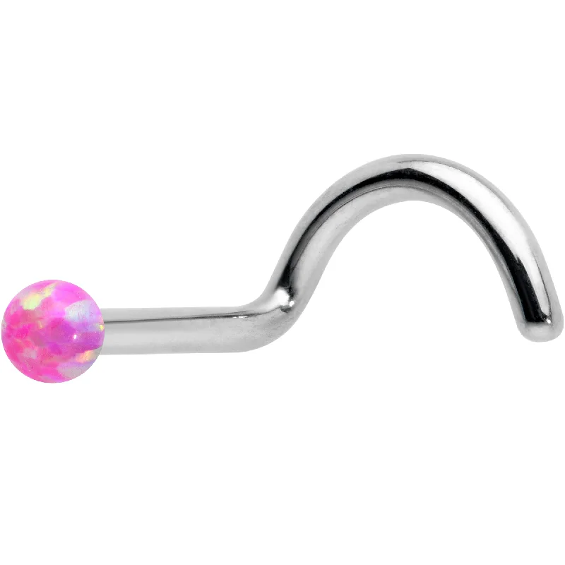 Elegant Nose Rings with Radiant Stones -18 Gauge 1/4 Pink Synth Opal G23 Titanium Threadless Left Nose Screw Elegant Nose Rings with Radiant Stones -18 Gauge 1/4 Pink Synth Opal G23 Titanium Threadless Left Nose Screw