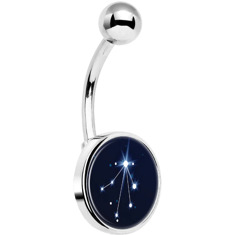 Trendy Belly Rings with Colorful Stones -Zodiac Constellation Libra Belly Ring