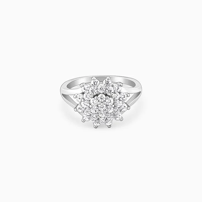 Chic Women's Rings for Fashion-Forward Looks-Silver Shiny Cluster Ring