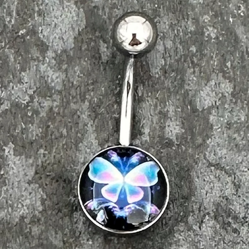 Comfortable Belly Rings with Elegant Finish -Futuristic Butterfly Belly Ring