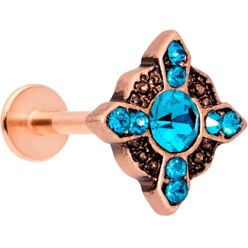 Lip Rings with Pearls for Elegant Style16 Gauge 6/15 Aqua Gem Rose Gold Tone Renaissance Labret Monroe Tragus
