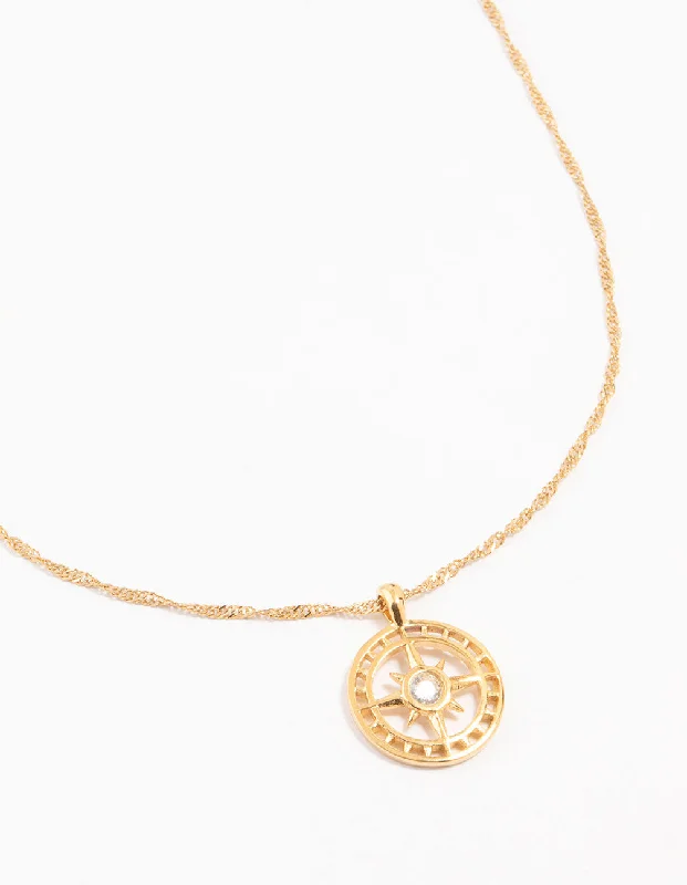 Shop Classic Women's Necklaces & Pendants with a Modern Twist-Waterproof Gold Plated Stainless Steel Compass Pendant Necklace Shop Classic Women's Necklaces & Pendants with a Modern Twist-Waterproof Gold Plated Stainless Steel Compass Pendant Necklace