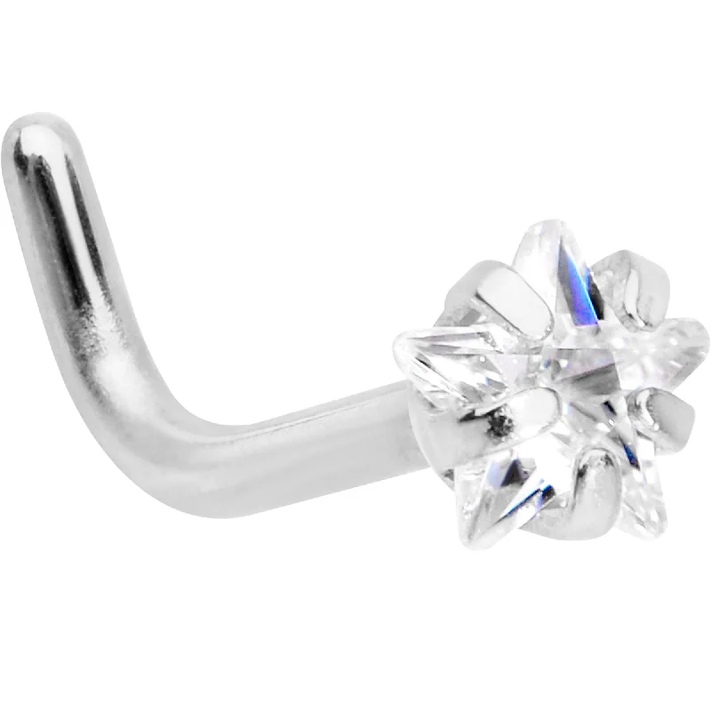 Designer Nose Rings for Unique Fashion -18 Gauge 1/4 Clear Star 3mm CZ Gem Steel L-Shape Nose Ring Designer Nose Rings for Unique Fashion -18 Gauge 1/4 Clear Star 3mm CZ Gem Steel L-Shape Nose Ring