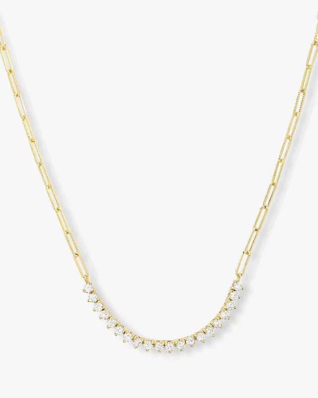 Shop Classic Women's Necklaces & Pendants with a Modern Twist-Not Your Basic Samantha Tennis Necklace - Gold|White Diamondettes Shop Classic Women's Necklaces & Pendants with a Modern Twist-Not Your Basic Samantha Tennis Necklace - Gold|White Diamondettes