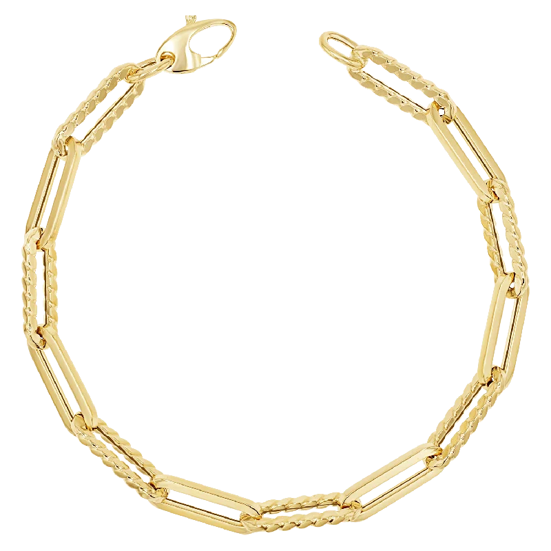 Engraved Stone Bracelets for Men-14K Twist Link Paper Clip Chain Bracelet