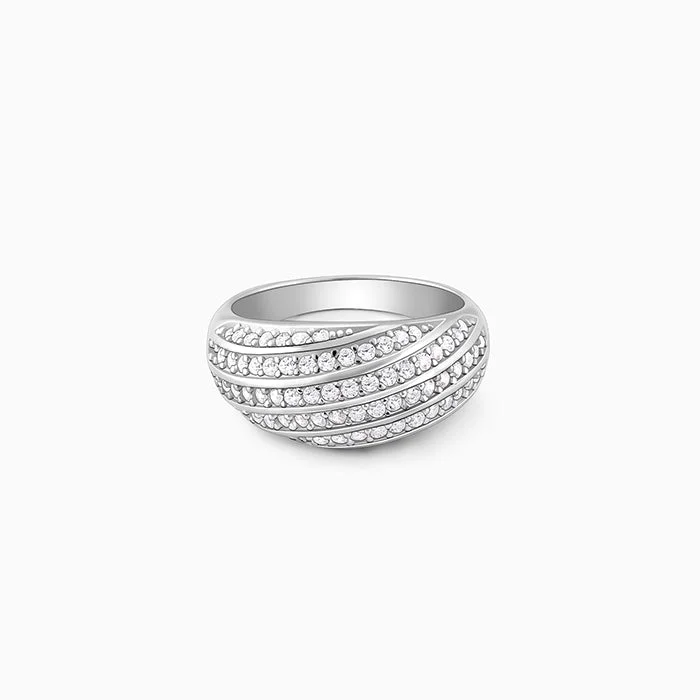 Chic Women's Rings for Fashion-Forward Looks-Silver Spired Dome Ring