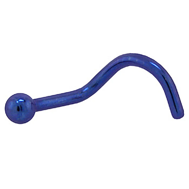 Simple Gold Nose Rings -Grade 23 Titanium Dark Blue BALL Nose Ring