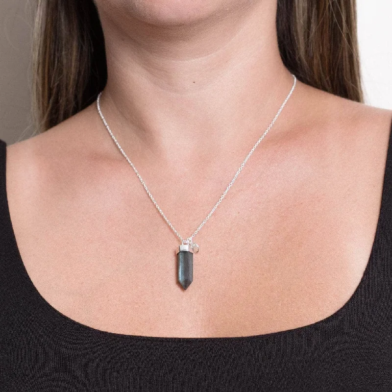 Shop Classic Women's Necklaces & Pendants with a Modern Twist-Labradorite Crystal Point Necklace Shop Classic Women's Necklaces & Pendants with a Modern Twist-Labradorite Crystal Point Necklace