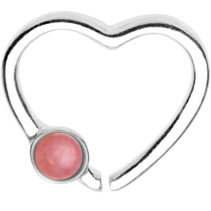Women's Earrings – Elegant Designs for Every Personality--925 Silver Pink Quartz Heart Right Daith Cartilage Tragus