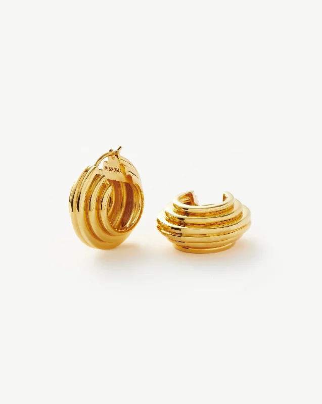 Women's Earrings – Elegant Designs for Every Personality--Lucy Williams Medium Chunky Ridge Hoop Earrings Women's Earrings – Elegant Designs for Every Personality--Lucy Williams Medium Chunky Ridge Hoop Earrings