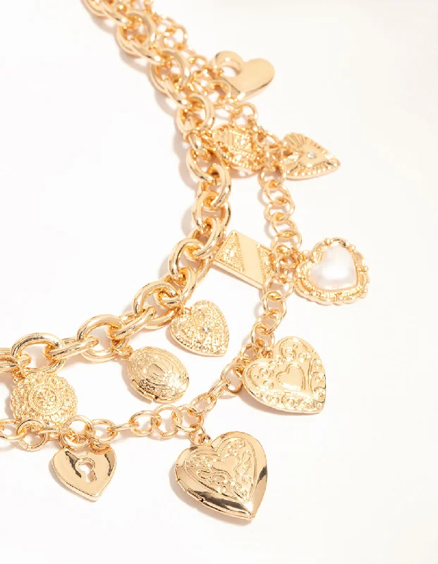 Shop Classic Women's Necklaces & Pendants with a Modern Twist-Gold Layered Heart Charm Necklace Shop Classic Women's Necklaces & Pendants with a Modern Twist-Gold Layered Heart Charm Necklace