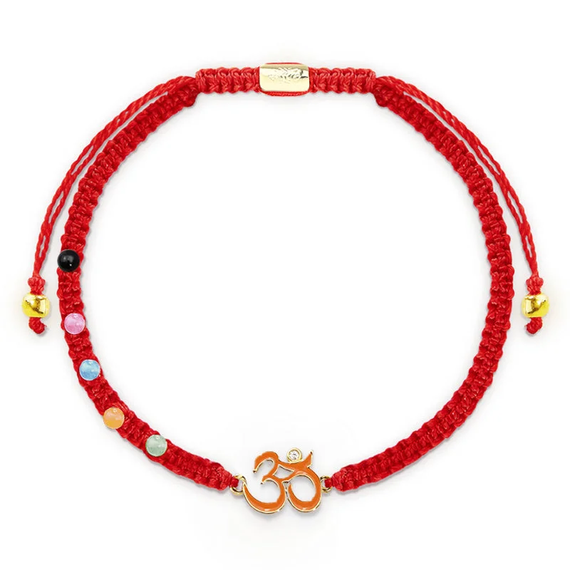 Simple Bangles for Women-Buddha Stones Tibetan Handmade OM Mindfulness Red String Bracelet