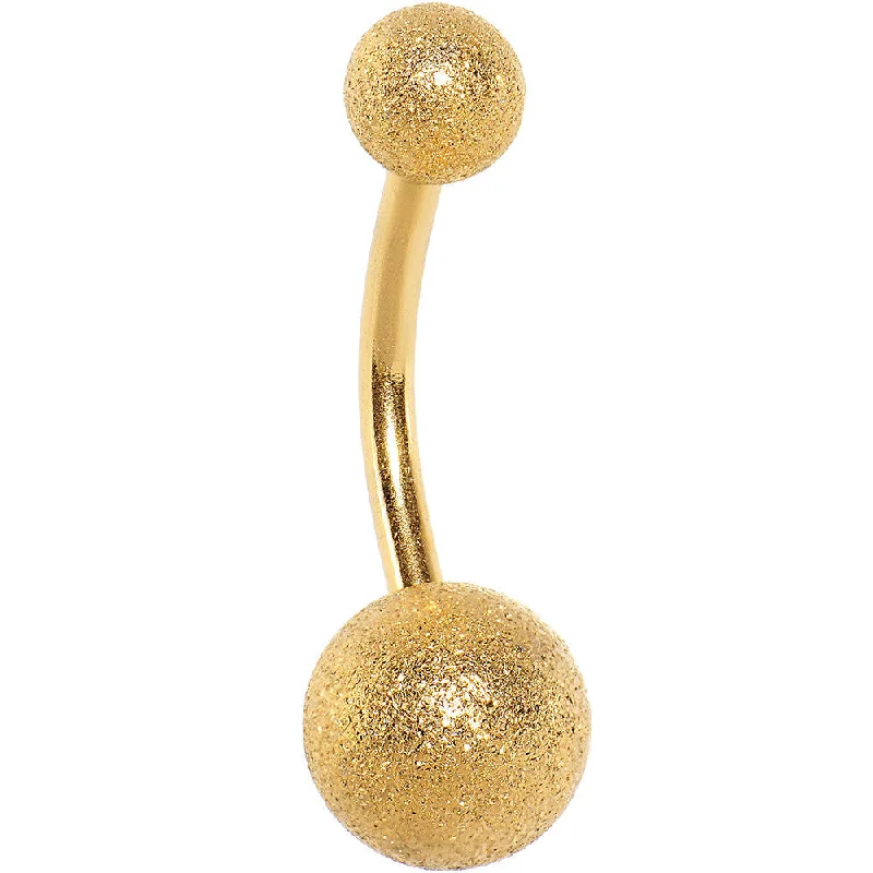 Stunning Belly Rings with Sparkling Stones -Gold Anodized Sandblasted Belly Ring